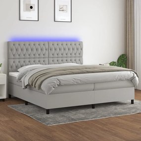 ΚΡΕΒΑΤΙ BOXSPRING ΜΕ ΣΤΡΩΜΑ &amp; LED ΑΝ.ΓΚΡΙ 200X200ΕΚ. ΥΦΑΣΜΑΤΙΝΟ 3135141