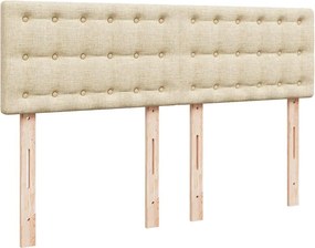 vidaXL Κρεβάτι Boxspring με Στρώμα Κρεμ 140x190 εκ. Υφασμάτινο