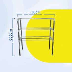 Μεταλλική Μαύρη Επιδαπέδια Ραφιέρα 3 Επιπέδων 60x25x65cm