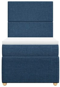 vidaXL Κρεβάτι Boxspring με Στρώμα Μπλε 90x190 εκ.Υφασμάτινο