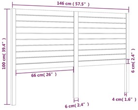 vidaXL Κεφαλάρι Κρεβατιού Μαύρο 146 x 4 x 100 εκ. Μασίφ Ξύλο Πεύκου