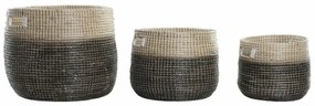 Σετ Καλαθιών DKD Home Decor Γκρι Φυσικό Θαλασσινό γρασίδι (3 Τεμάχια)