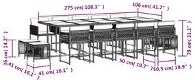 vidaXL Σετ Τραπεζαρίας Κήπου 15 τεμ. Μπεζ Συνθετικό Ρατάν με Μαξιλάρια