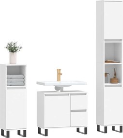 vidaXL Σετ Επίπλων Μπάνιου 3 Τεμαχίων Λευκό από Επεξεργασμένο Ξύλο