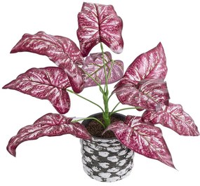 Τεχνητό Φυτό Σε Κασπώ Polka 20887 Φ38x33cm Grey-Red GloboStar Polyethylene,Fabric