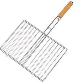 Roller 41030 Διπλή Σχάρα Ψησίματος Χρωμίου Με Ξύλινη Λαβή 28x20εκ