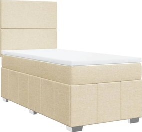 vidaXL Κρεβάτι Boxspring με Στρώμα Κρεμ 90x190 εκ.Υφασμάτινο