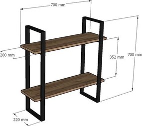 Ράφι Τοίχου Sapphire Δρυς / Μαύρο CLEPREL 70x22x70
