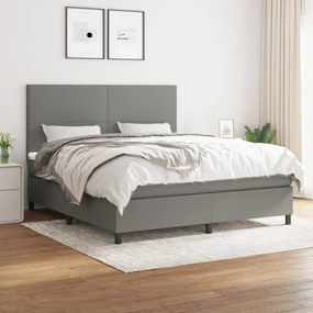 3141634 vidaXL Κρεβάτι Boxspring με Στρώμα Σκούρο Γκρι 180x200 εκ Υφασμάτιν Γκρι, 1 Τεμάχιο