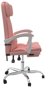 vidaXL Καρέκλα Γραφείου Ανακλινόμενη Ροζ Συνθετικό δέρμα