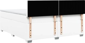 vidaXL Κρεβάτι Boxspring με Στρώμα Λευκό 200x200 εκ. Συνθετικό Δέρμα