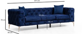 Τριθέσιος Καναπές Σκούρο Μπλε COMO 90x237x70