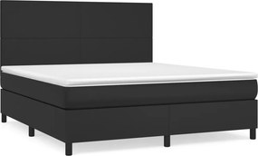 vidaXL Κρεβάτι Boxspring με Στρώμα Μαύρο 160x200εκ.από Συνθετικό Δέρμα