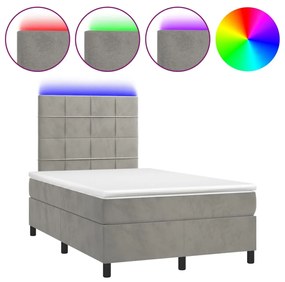 ΚΡΕΒΑΤΙ BOXSPRING ΜΕ ΣΤΡΩΜΑ &amp; LED ΑΝ.ΓΚΡΙ 120X200 ΕΚ. ΒΕΛΟΥΔΙΝΟ 3136113