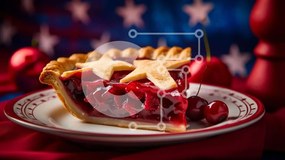 Σετ των 2 Intra Συλλεκτικό Ξύλινο Παζλ Plywood  4mm - Κερασόπιτα με αμερικανική σημαία Σε Ξύλινο Κουτί - Διαστάσεις: 10x10 cm – 25 κομμάτια