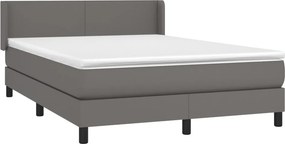 vidaXL Κρεβάτι Boxspring με Στρώμα Γκρι 140x200εκ. από Συνθετικό Δέρμα