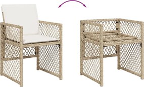 vidaXL Σετ Τραπεζαρίας Κήπου 13 τεμ. Μπεζ Συνθ. Ρατάν με Μαξιλάρια