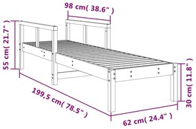 Ξαπλώστρα 199,5 x 62 x 55 εκ. από Εμποτ. Ξύλο Πεύκου - Καφέ