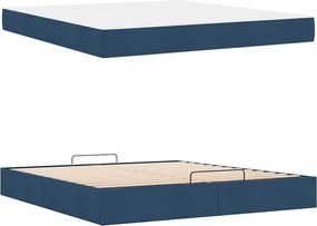 vidaXL Σκελετός κρεβατιού με στρώμα 2 pcs Μπλε ύφασμα