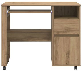vidaXL Γραφείο με Ρόδες με συρτάρι artisan δρυς 91 x 50 x 77 εκ.