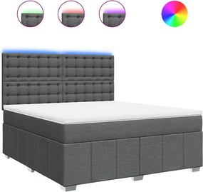 vidaXL Κρεβάτι Boxspring με Στρώμα Σκούρο Γκρι 180x200 εκ Υφασμάτιν