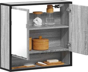 vidaXL Ντουλάπι καθρέφτη μπάνιου Γκρι Sonoma 65x20x60 cm