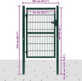 vidaXL Πόρτα Περίφραξης 2D (Μονή) Πράσινη 100x160 εκ.