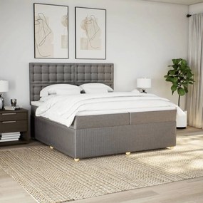 vidaXL Κρεβάτι Boxspring με Στρώμα Taupe 200x200 εκ. Υφασμάτινο