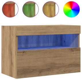 vidaXL Ντουλάπα Τοίχου για TV με LED Φώτα Artisan Oak 60x30x40 εκ.