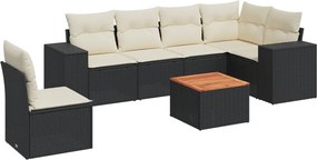 vidaXL Patio Sofa Set Black and Cream