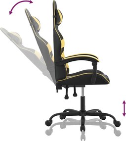 vidaXL Καρέκλα Gaming Μαύρο/Χρυσό από Συνθετικό Δέρμα