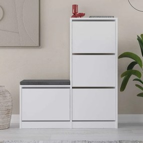 Παπουτσοθήκη Dude Megapap χρώμα λευκό 104,8x26x118,5εκ.