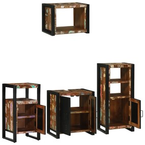 vidaXL Σετ Επίπλων Μπάνιου 4 pcs Πολύχρωμο Στερεό ανακτημένο ξύλο
