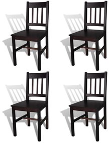 Καρέκλες Τραπεζαρίας 4 τεμ. Σκούρο Καφέ από Ξύλο Πεύκου