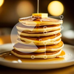 Σετ των 2 Intra Συλλεκτικό Ξύλινο Παζλ Plywood 4mm - Λαχταριστές τηγανίτες με σιρόπι σε λευκό πιάτο Σε Ξύλινο Κουτί - Διαστάσεις: 10x10 cm – 25 κομμάτια