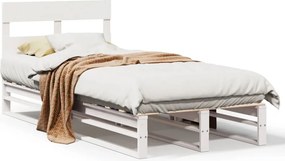 vidaXL Σκελετός Κρεβ. Χωρίς Στρώμα Λευκό 75x190 εκ Μασίφ Πεύκο