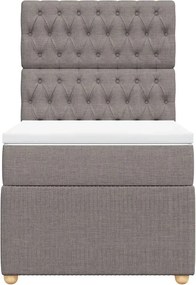 vidaXL Κρεβάτι Boxspring με Στρώμα Taupe 90x190 εκ.Υφασμάτινο