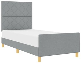 vidaXL Σκελετός Κρεβατιού με κεφαλάρι Ανοιχτό γκρι 100 x 200 cm ύφασμα