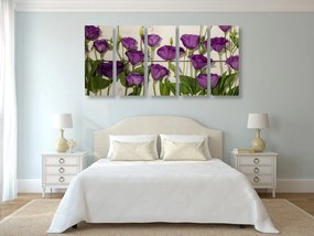 Εικόνα 5 τμημάτων υπέροχα μωβ λουλούδια - 200x100