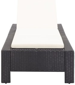 vidaXL Ξαπλώστρα Μαύρη από Συνθετικό Ρατάν με Μαξιλάρι