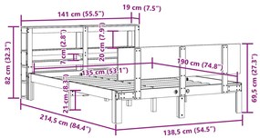 ΠΛΑΙΣΙΟ ΚΡΕΒΑΤΙΟΥ ΜΕ ΚΕΦΑΛΑΡΙ 135X190 ΕΚ. ΑΠΟ ΜΑΣΙΦ ΞΥΛΟ ΠΕΥΚΟΥ 3306076