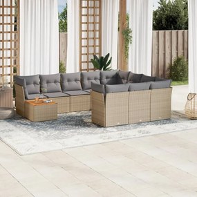 vidaXL Patio Sofa Set 10-θέσια Μικτό μπεζ και γκρι