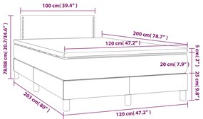 vidaXL Κρεβάτι Boxspring με Στρώμα Μαύρο 120 x 200 εκ. Βελούδινο