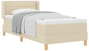 vidaXL Κρεβάτι Στρατηγικής με Στρώμα, Κρεμ, 90 x 200 εκ, Υφάσμα.