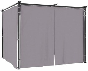 vidaXL Κιόσκι με Κουρτίνες Ανθρακί 3 x 3 μ. Ατσάλινο