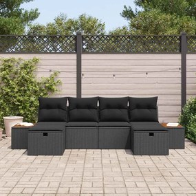 vidaXL Σετ Καναπέ Κήπου με μαξιλάρι 6 pcs Μαύρο Πολυ ράταν