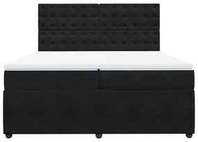 vidaXL Κρεβάτι Boxspring με Στρώμα Μαύρο 200x200 εκ. Βελούδινο