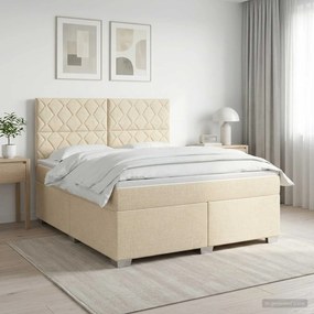 vidaXL Κρεβάτι box spring με στρώμα Κρεμ 160 x 200 cm Ύφασμα