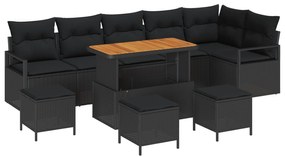 vidaXL Σετ Καναπέ 10 Τεμαχίων με Μαξιλάρια Μαύρο Συνθετικό Ρατάν