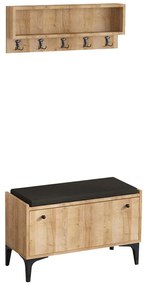 Έπιπλο Εισόδου Lena 393MRD1214 80x35x49cm Oak-Black Πλαστικό,Μοριοσανίδα